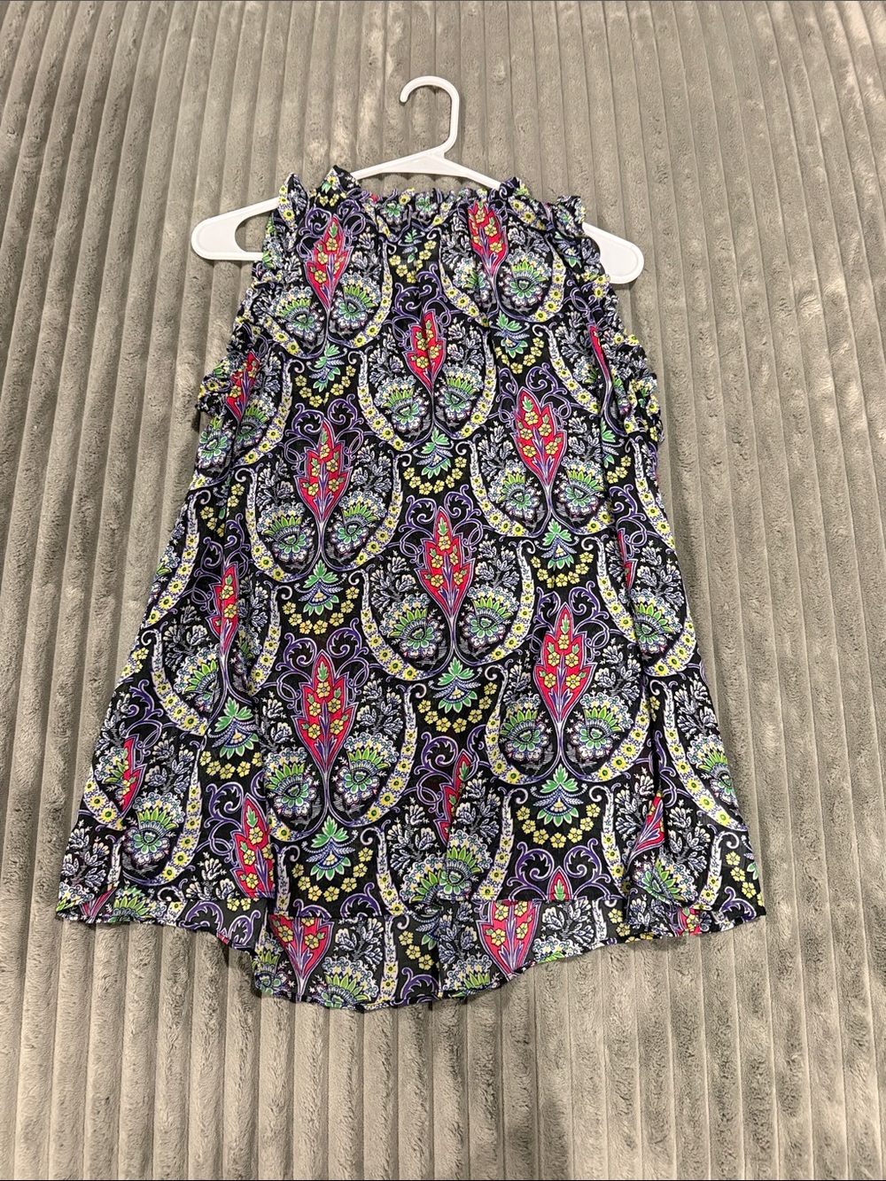 GAP Black Paisley Tank with Pink, Green & Purple Motifs